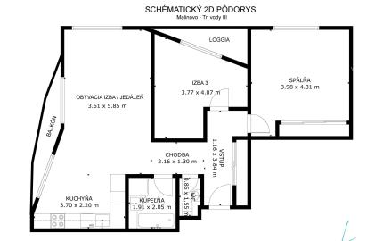 Moderný 3-izbový byt s 2 balkónmi a 2 parkovacími miestami