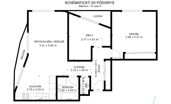 Moderný 3-izbový byt s 2 balkónmi a 2 parkovacími miestami - fotografia 4